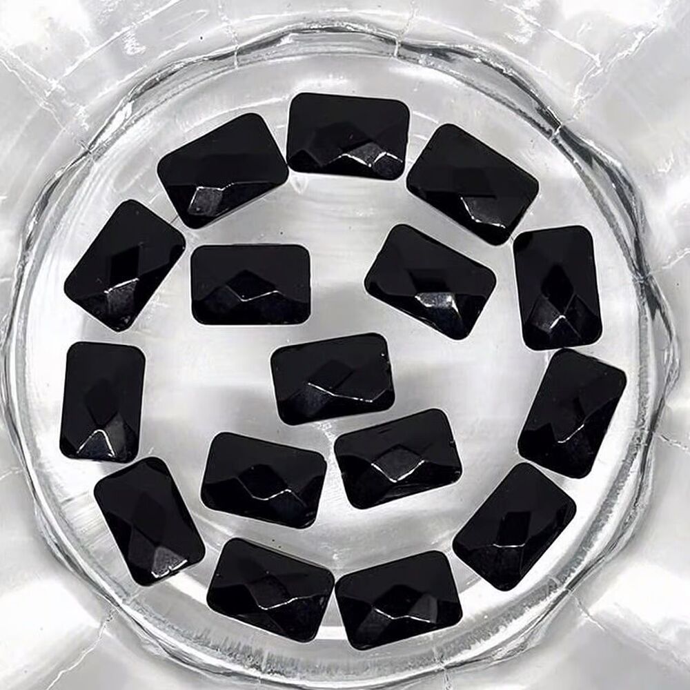 16pcs Beads for Jewelry #19620 Black Opaque Faceted Beads